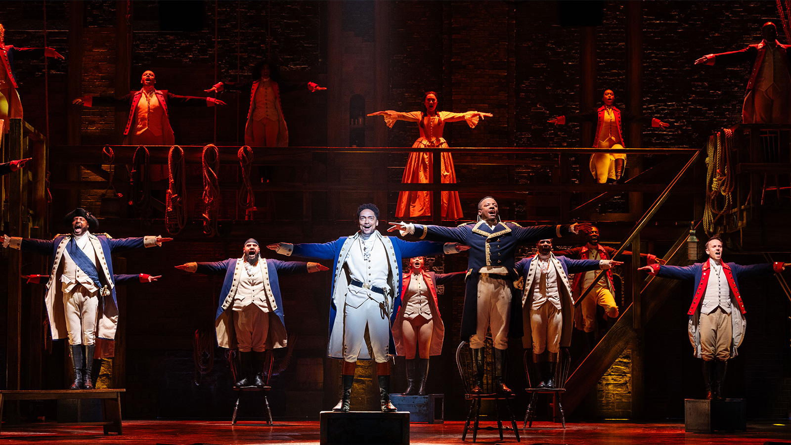 Hamilton London Cast. Production photography by Danny Kaan