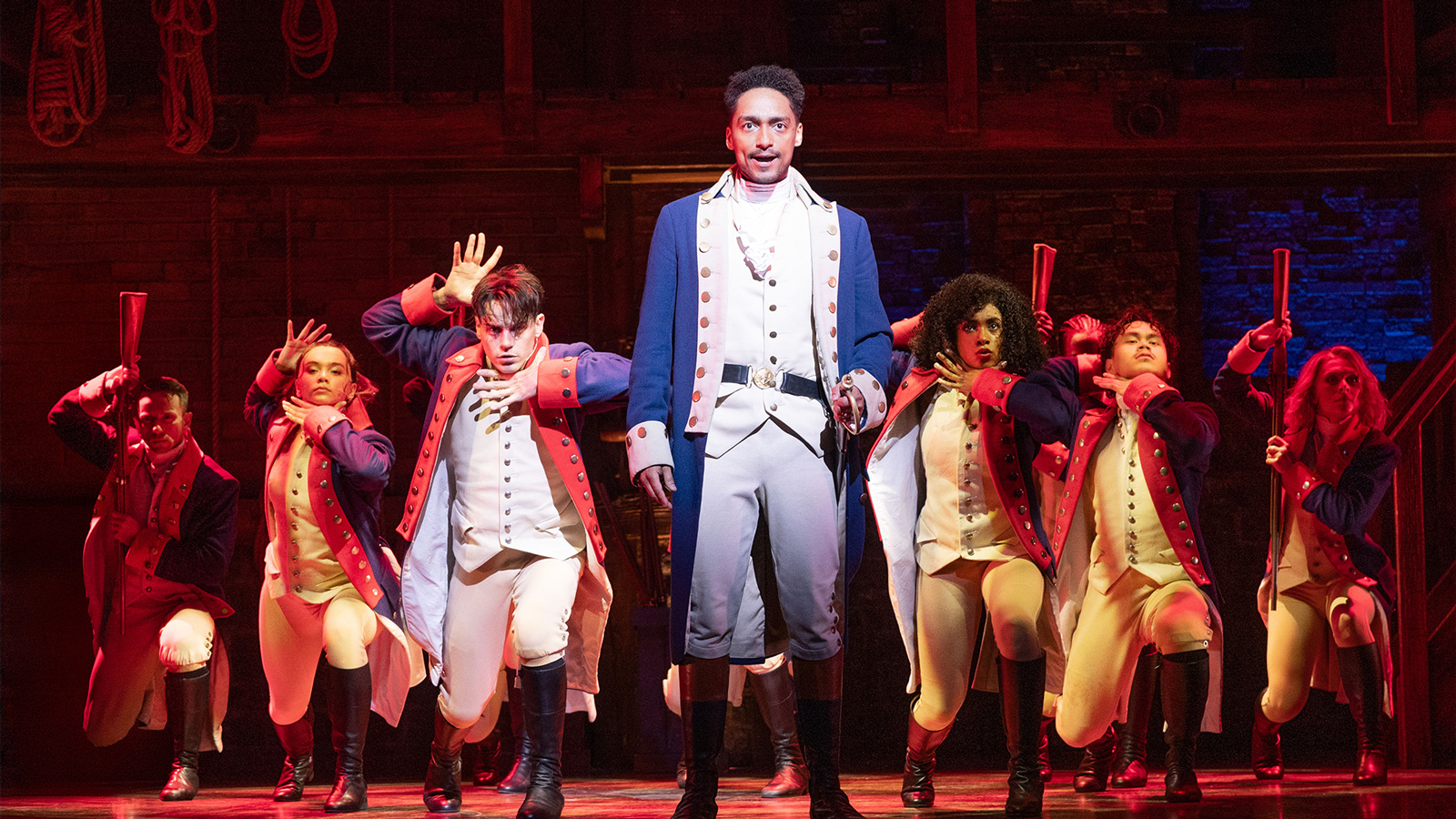 Hamilton London Cast. Production photography by Danny Kaan